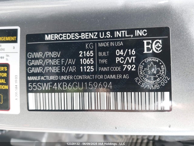 55SWF4KB6GU159694 Mercedes-Benz C-Class