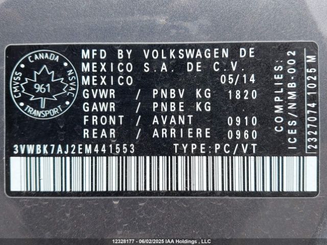 3VWBK7AJ2EM441553 Volkswagen Jetta