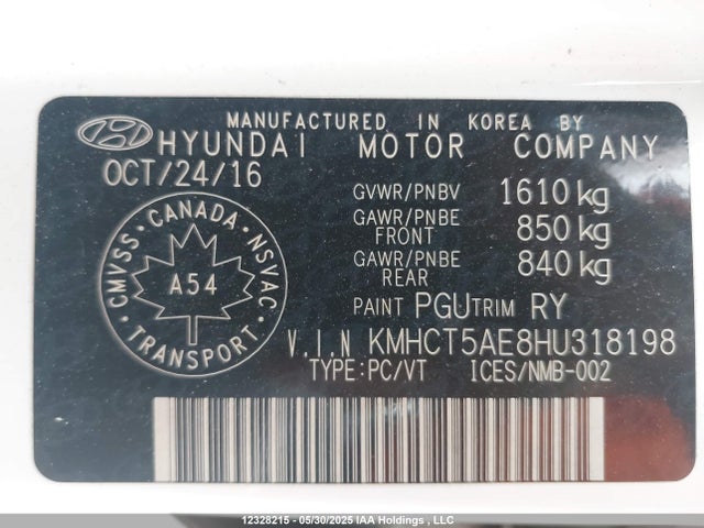 KMHCT5AE8HU318198 Hyundai 2017