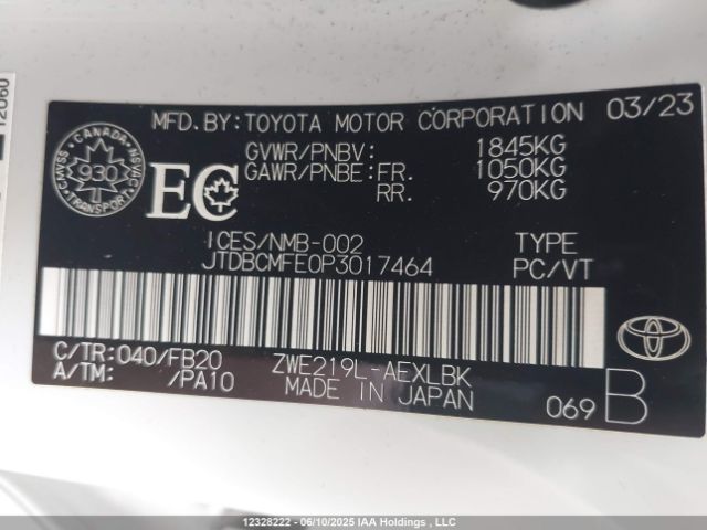 JTDBCMFE0P3017464 Toyota Corolla Hybrid Le