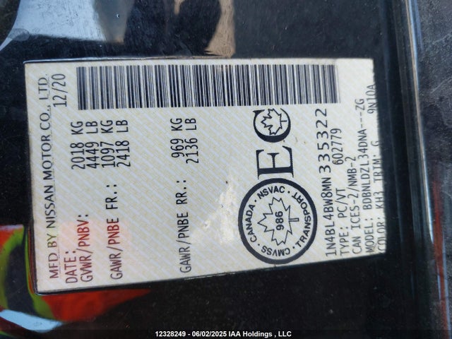 Nissan Altima 2021 1N4BL4BW8MN335322 Image 9