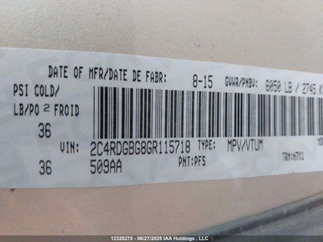 2C4RDGBG8GR115718 Dodge Grand Caravan