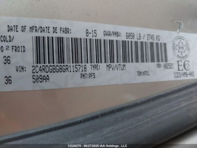 2C4RDGBG8GR115718 Dodge Grand Caravan