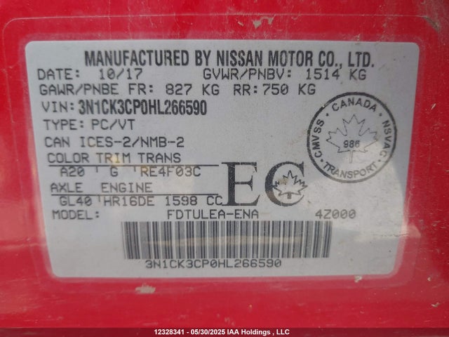 3N1CK3CP0HL266590 Nissan Micra