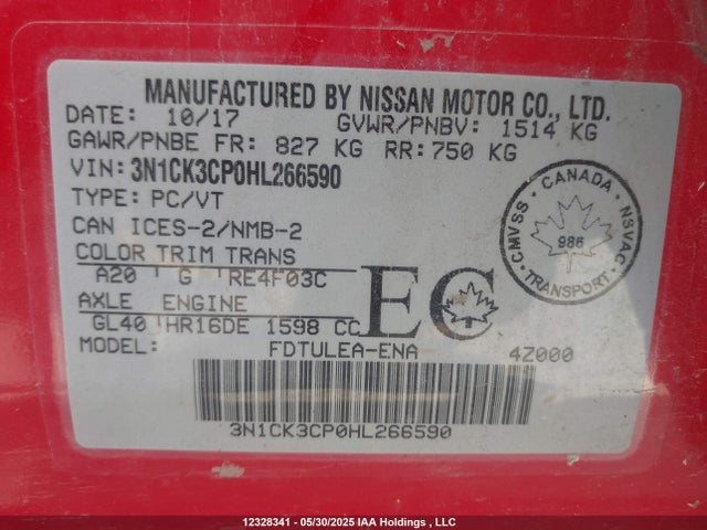 3N1CK3CP0HL266590 Nissan Micra