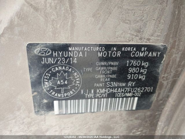 KMHDH4AH7FU262701 Hyundai dohc gdi nu