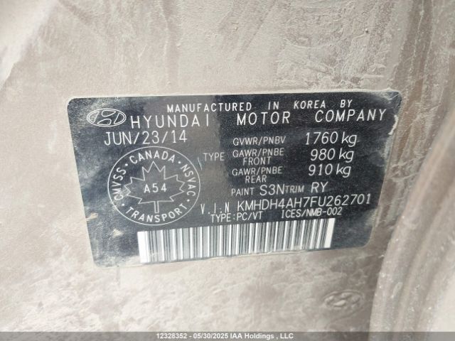 KMHDH4AH7FU262701 Hyundai dohc gdi nu