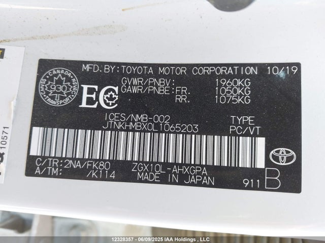 JTNKHMBX0L1065203 Toyota 3zr-fae