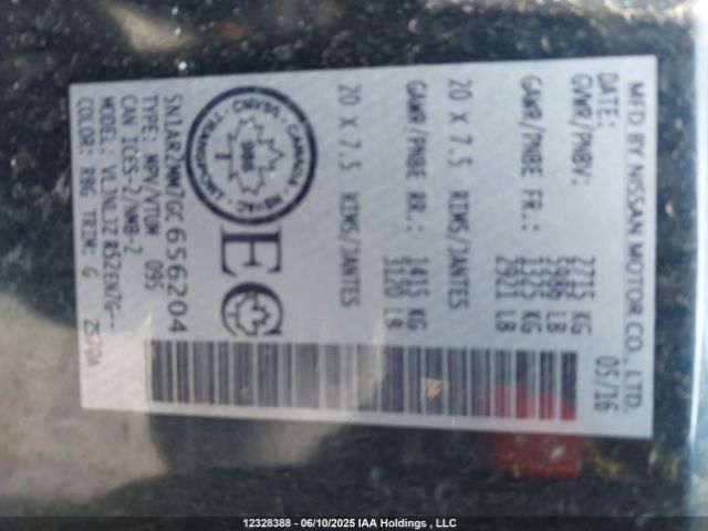5N1AR2MM7GC656204 Nissan Pathfinder Platinum/s/sl/sv