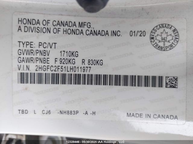 2HGFC2F51LH011977 Honda Civic