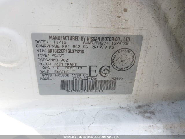 Nissan 2016 2016 3N1CE2CP1GL371218 Image 19
