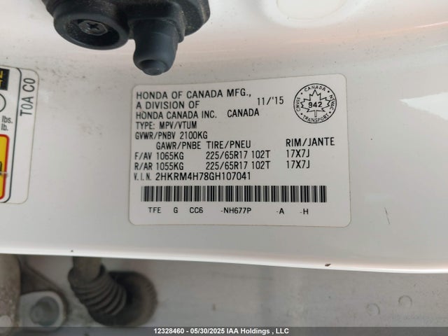 2HKRM4H78GH107041 Honda k24w9
