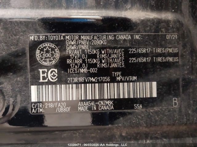 2T3R1RFV7MW217056 Toyota Rav4 Xle/xle Premium
