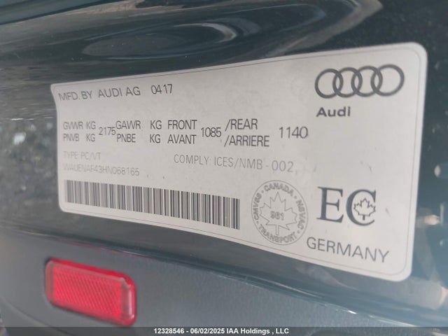 WAUENAF43HN068165 Audi 2017