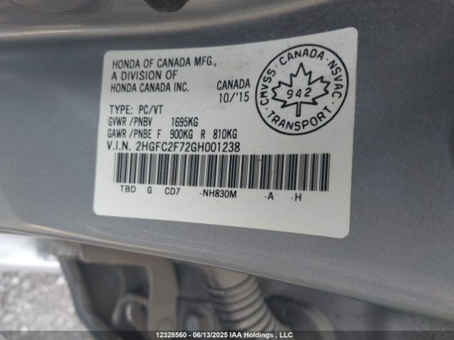 2HGFC2F72GH001238 Honda k20c2