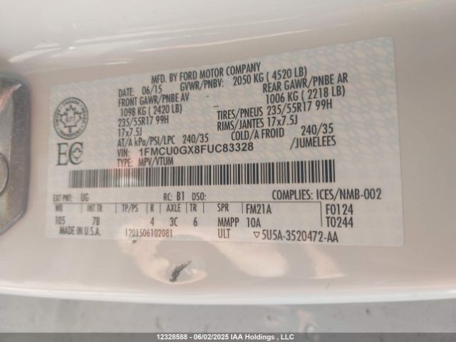 1FMCU0GX8FUC83328 Ford 2015