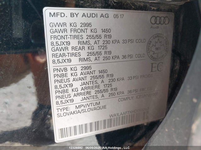 WA1LAAF7XHD059267 Audi Q7