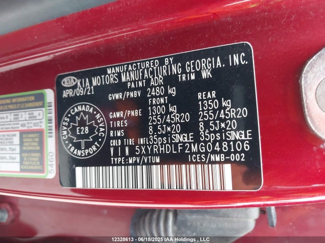 5XYRHDLF2MG048106 KIA t-gdi theta-iii