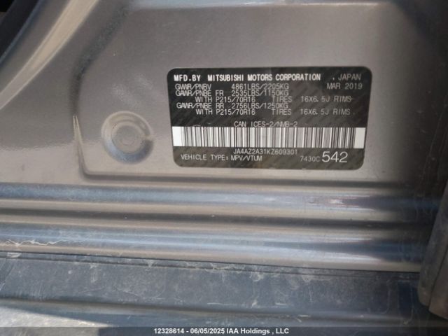 JA4AZ2A31KZ609301 Mitsubishi Outlander Es