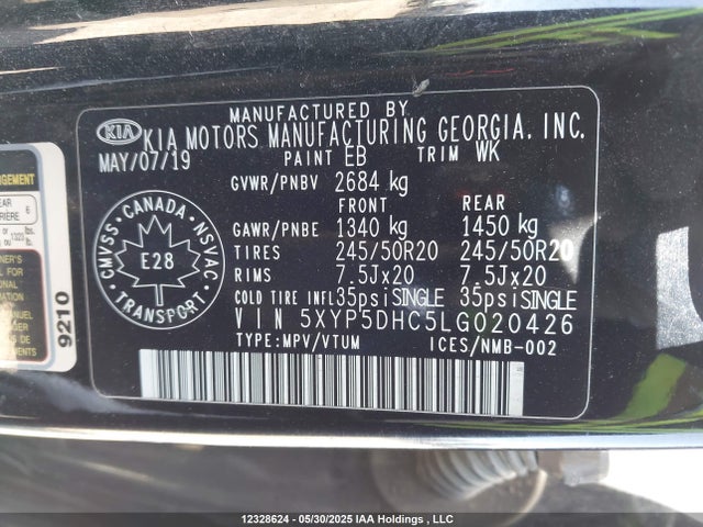 5XYP5DHC5LG020426 KIA Telluride Sx/sx Limited/sx Limited W/nappa