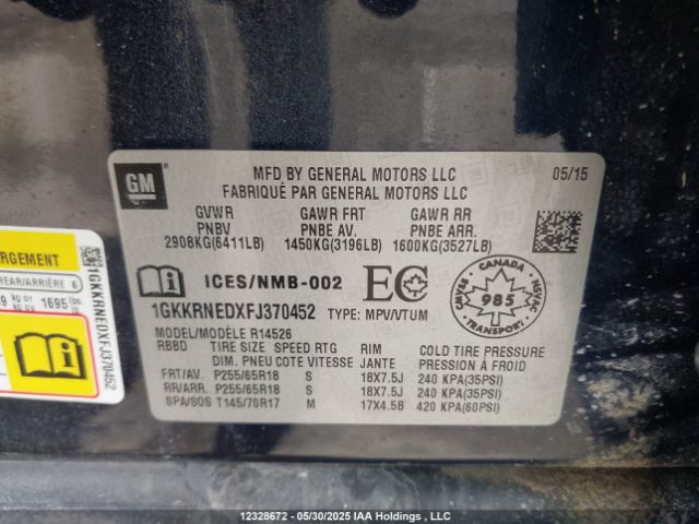 1GKKRNEDXFJ370452 GMC llt