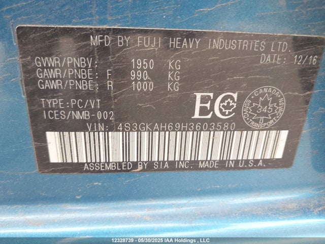 4S3GKAH69H3603580 Subaru na