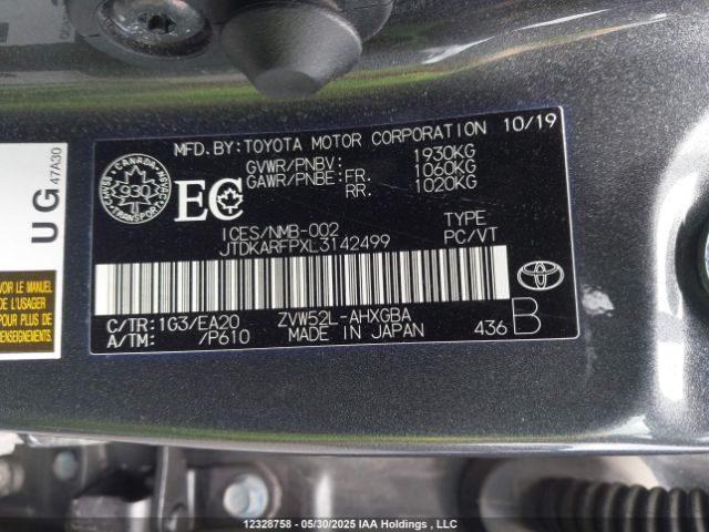 JTDKARFPXL3142499 Toyota 2zr-fxe+1nm+1sm
