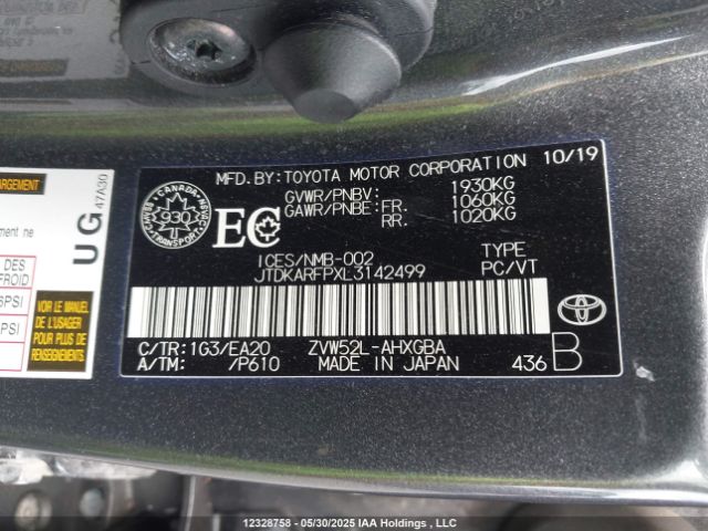 JTDKARFPXL3142499 Toyota 2zr-fxe+1nm+1sm