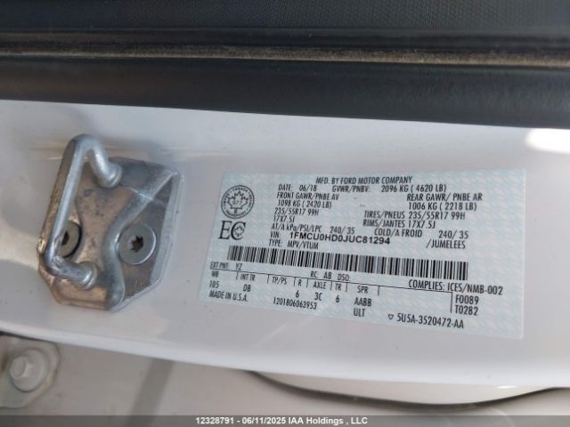 1FMCU0HD0JUC81294 Ford 1.5l gtdi sigma w/premium fuel