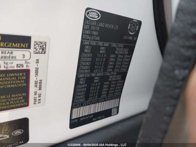 SALWR2RU8KA869954 Land Rover RANGE ROVE