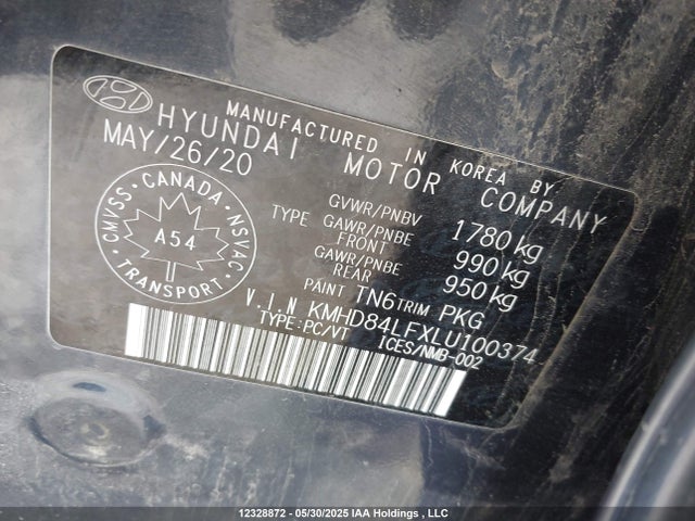 KMHD84LFXLU100374 Hyundai mpi nu