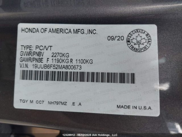 19UUB6F52MA800673 Acura Tlx Tech A