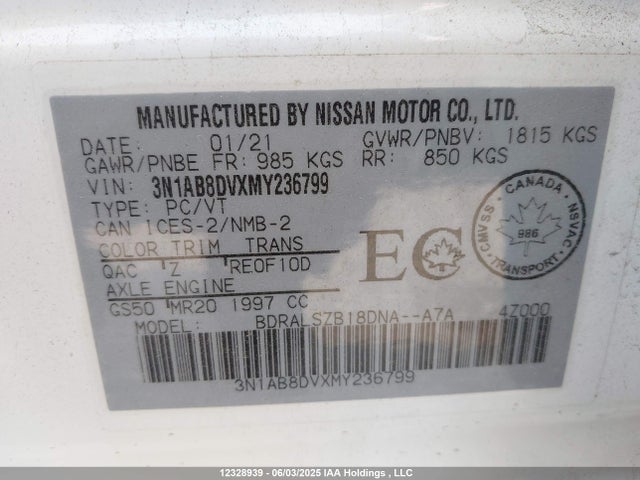 3N1AB8DVXMY236799 Nissan Sentra