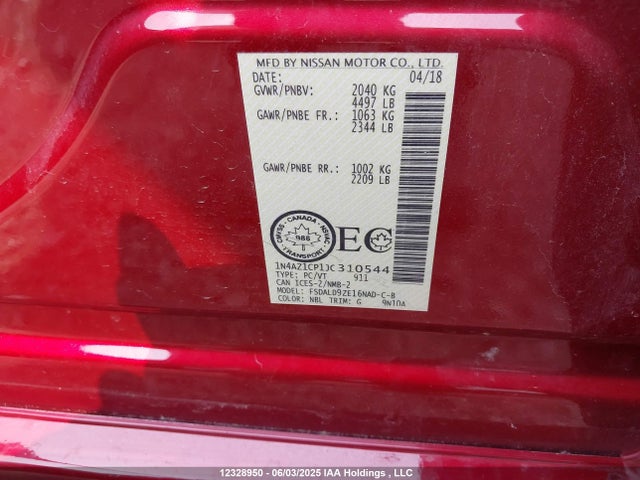 1N4AZ1CP1JC310544 Nissan 2018