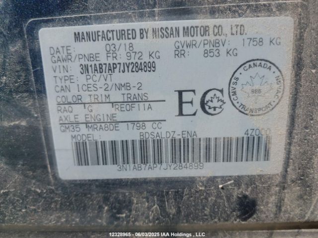 3N1AB7AP7JY284899 Nissan 2018