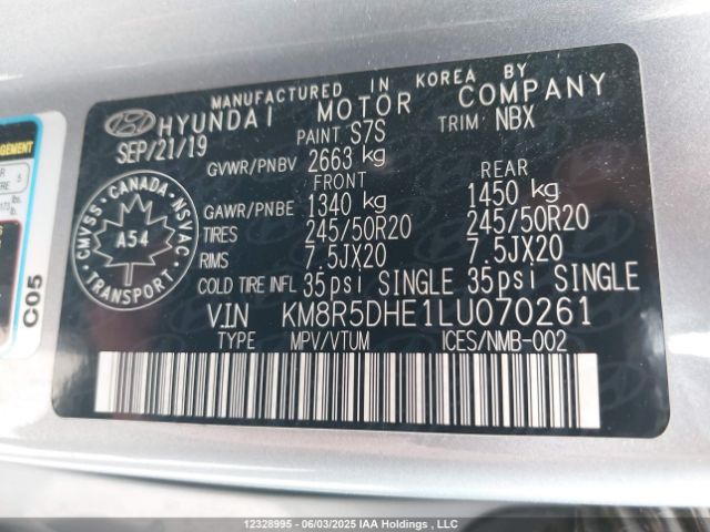 KM8R5DHE1LU070261 Hyundai gdi lambda ii