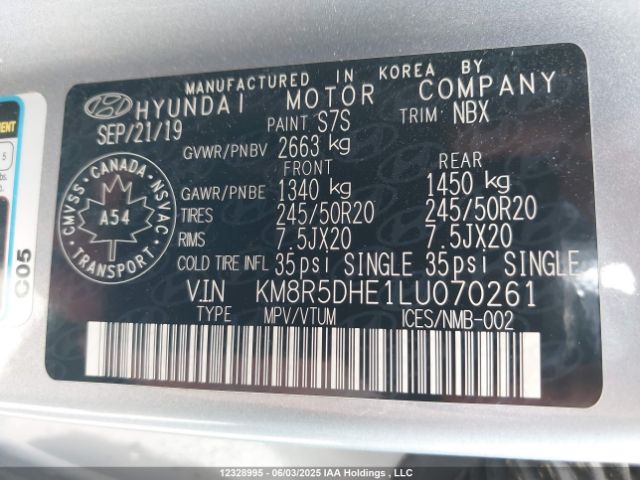 KM8R5DHE1LU070261 Hyundai gdi lambda ii