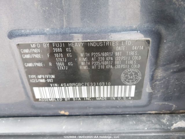 4S4BRGBC7E3310310 Subaru 2.5na c0