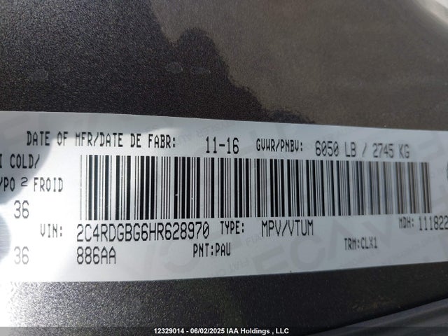 2C4RDGBG6HR628970 Dodge Grand Caravan