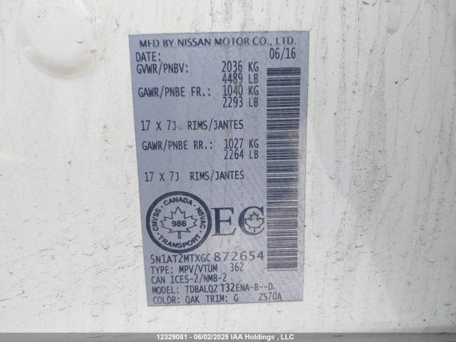 5N1AT2MTXGC872654 Nissan 2016