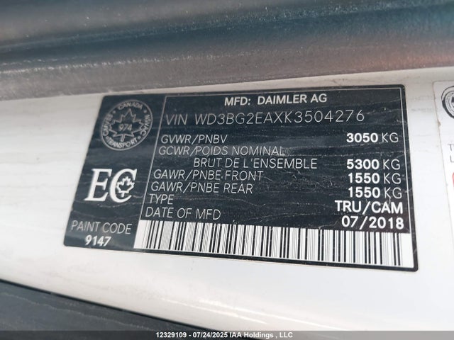 WD3BG2EAXK3504276 Mercedes-Benz m274