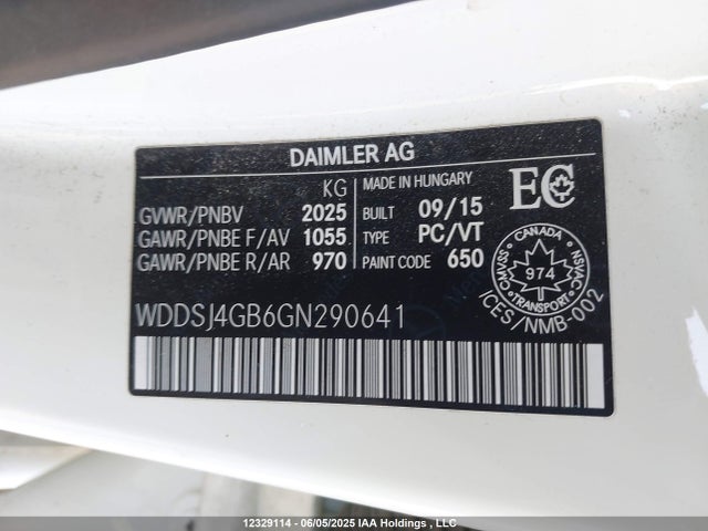 WDDSJ4GB6GN290641 Mercedes-Benz 2016