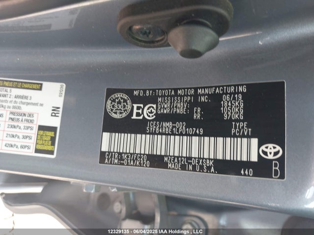 Toyota m20-fks 2020 5YFB4RBE1LP010749 Image 9