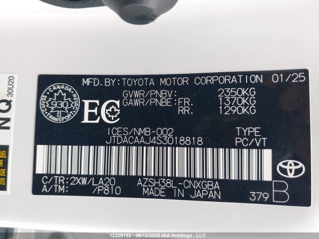Toyota a25a-fxs 2025 JTDACAAJ4S3018818 Image 9