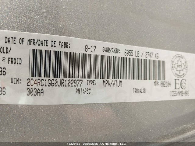 2C4RC1GG0JR102977 Chrysler Pacifica