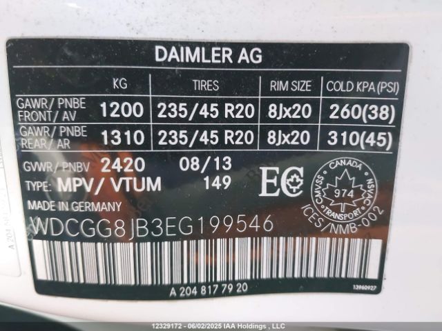 WDCGG8JB3EG199546 Mercedes-Benz Glk 350 4matic
