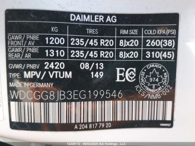 WDCGG8JB3EG199546 Mercedes-Benz Glk 350 4matic