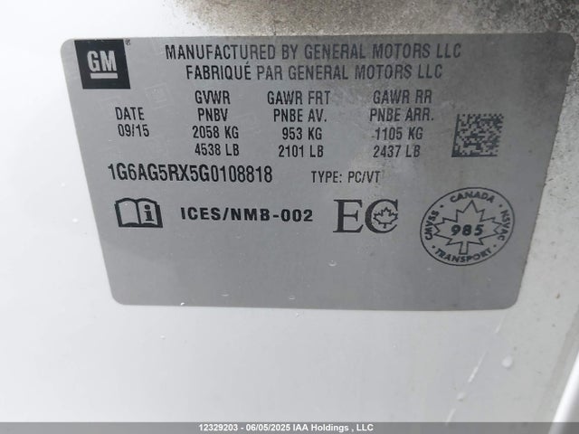 1G6AG5RX5G0108818 Cadillac ltg - sidi, alum, vvt, dcvcp turbo, e0-e100, alum