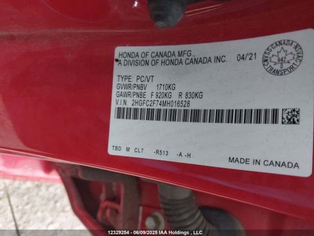 2HGFC2F74MH016528 Honda l15b7