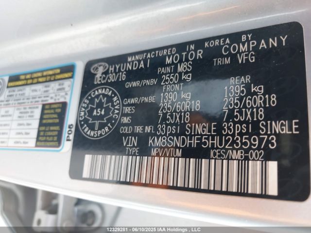 KM8SNDHF5HU235973 Hyundai gdi lambda ii